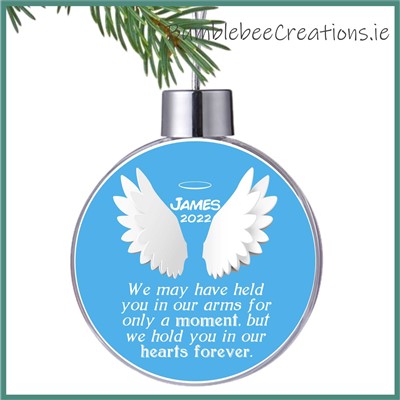 Angel Wings Christmas Bauble Blue